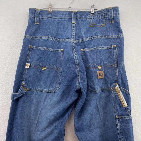 VTG Hard Knocks Mens Carpenter Jeans Size 36 Blue Straight Leg 90s street - Picture 8 of 12